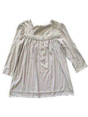 Eileen West Long Sleeve Short Cotton Knit Floral Nightgown With Ribbon & Lace